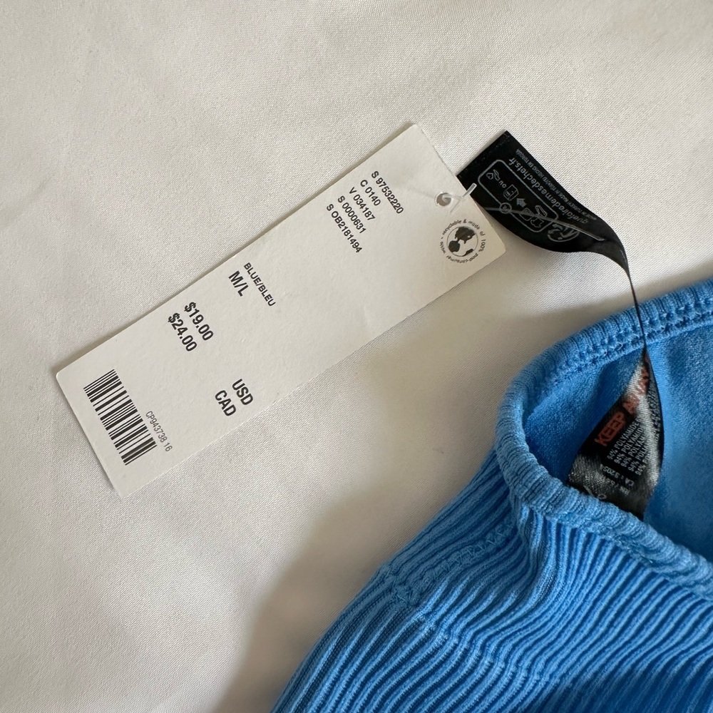 Urban Outfitters Blue Ribbed V-Neck Bralette NWT - Picture 3 of 3